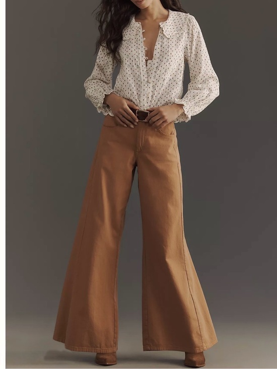 Pilcro Pants - PILCRO Mid-Rise Wide Flare Adi Pants in Cognac